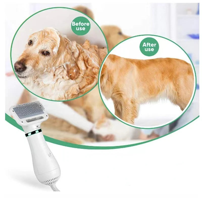 2 in 1 Dog and Cat Hair Dryer, Quiet, with Brush and Comb