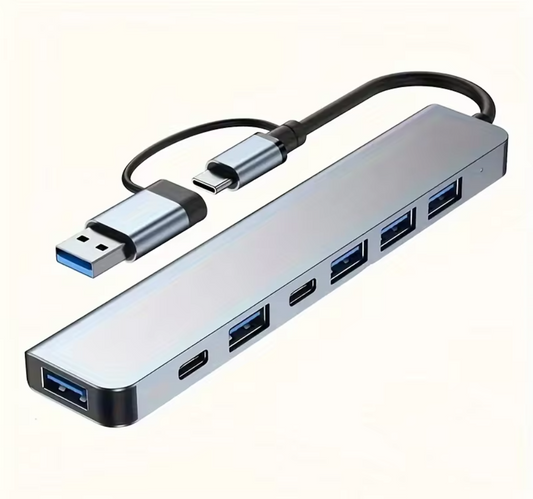 7 in 1 USB HUB with Splitter Card Reader, USB C Port, USB 3.0 / 2.0, SD/TF Splitter Card Reader, Docking Station