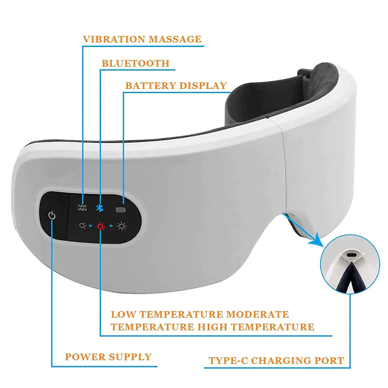 4D Smart Electric Eye Massager Vibration Heating Massage for Tired Eyes with Bluetooth