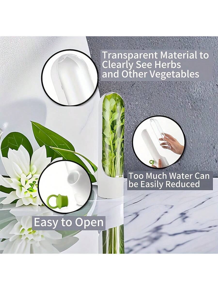 1Pc Vegetable/Herb Preservation Box with Water Outlet, Space-Saving and Easy to Store