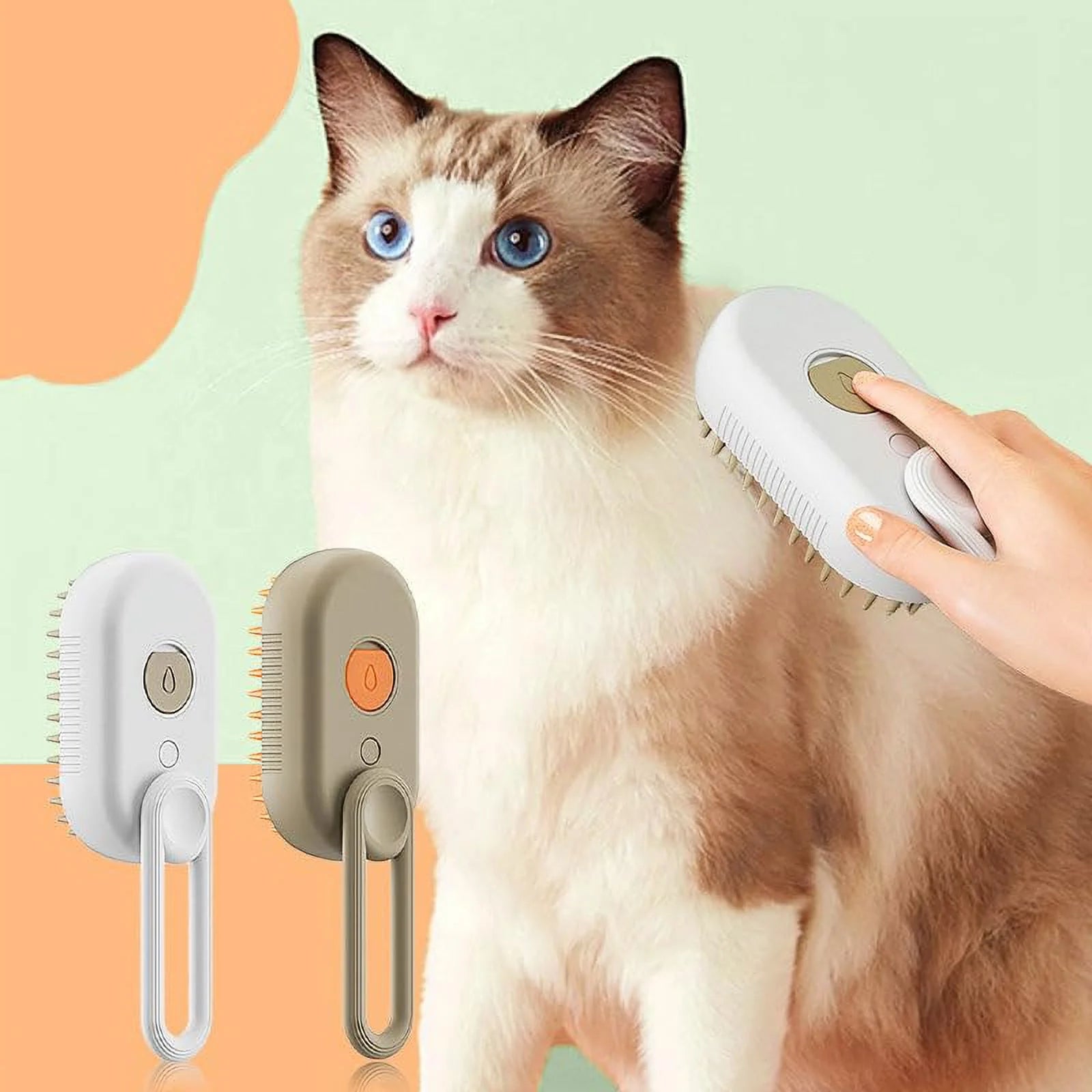 Cat & dog Steam Brush, 3 in 1 Self Cleaning Steamy Pet Brush Steamer Brush for Massage for Removing Tangled and Loosse Hair (Light Green)