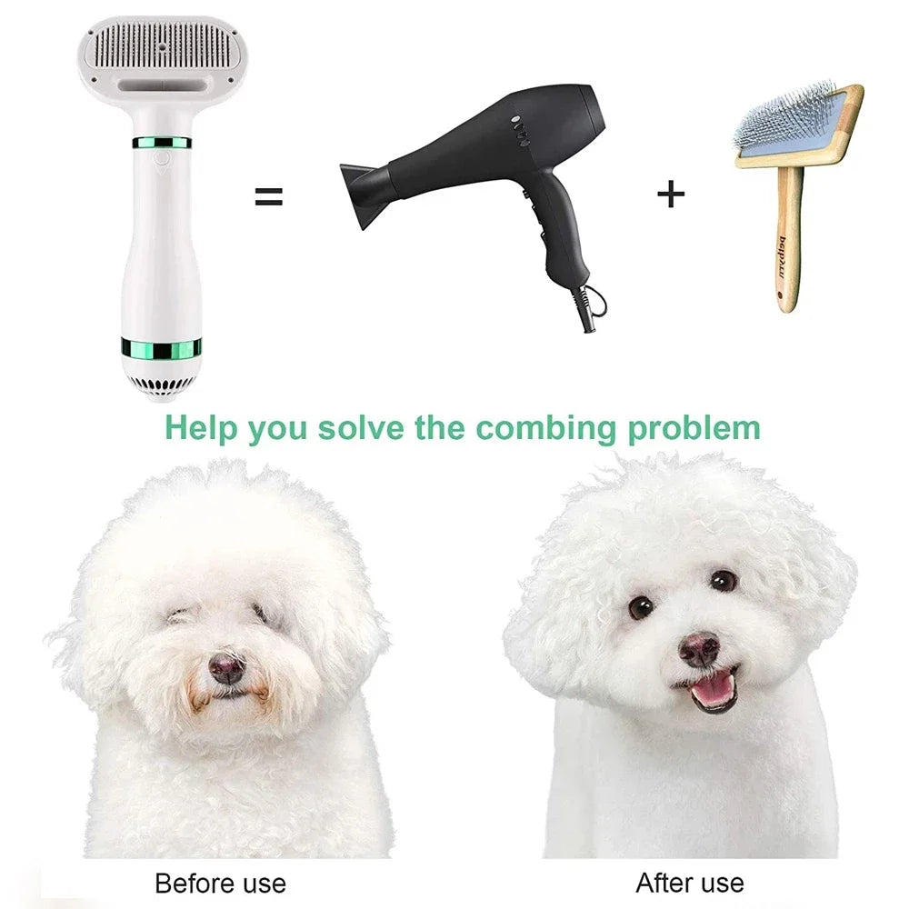 2 in 1 Dog and Cat Hair Dryer, Quiet, with Brush and Comb