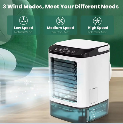 Portable Air Conditioner, Desktop Dual Spray Ultrasonic Atomization Air Cooler Quiet 3 Speeds Night Light