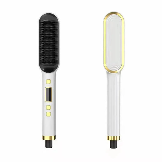 2 in 1 Professional Negative Ion Electric Hair Straightener Brush Curling Comb with LCD Display