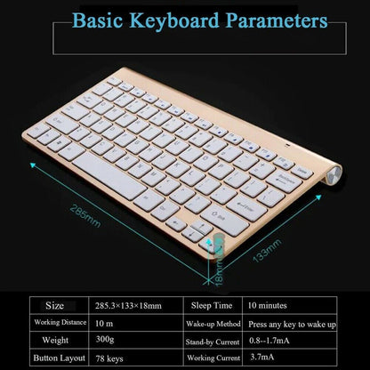 Mini Wireless Keyboard and Mouse Set Waterproof 2.4G for Mac Apple PC Computer