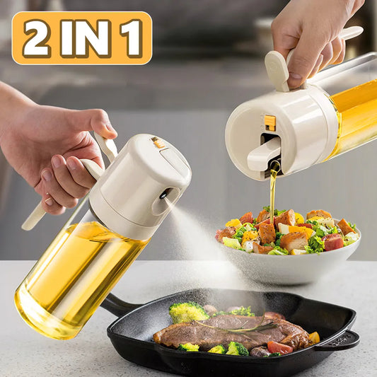 2 in 1 oil and vinegar spray bottle, ideal for kitchen and grill.