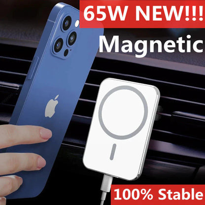 65W Magnetic Wireless Car Charger Air Vent Mount Phone Holder for Iphone 15 14 13 12 Pro Max Car Fast Wireless Charging Station