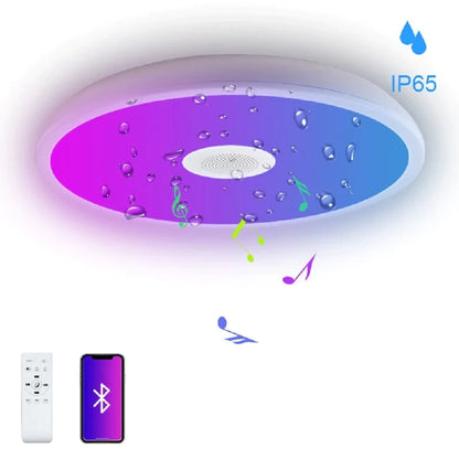 Smart LED Music Ceiling Light IP65 Waterproof Ceiling Lamp with Bluetooth Speaker RGB Remote Control Lights Fixtures Lamparas