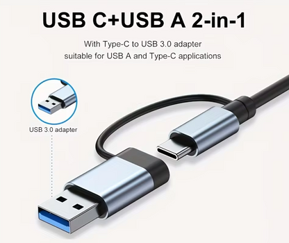 7 in 1 USB HUB with Splitter Card Reader, USB C Port, USB 3.0 / 2.0, SD/TF Splitter Card Reader, Docking Station