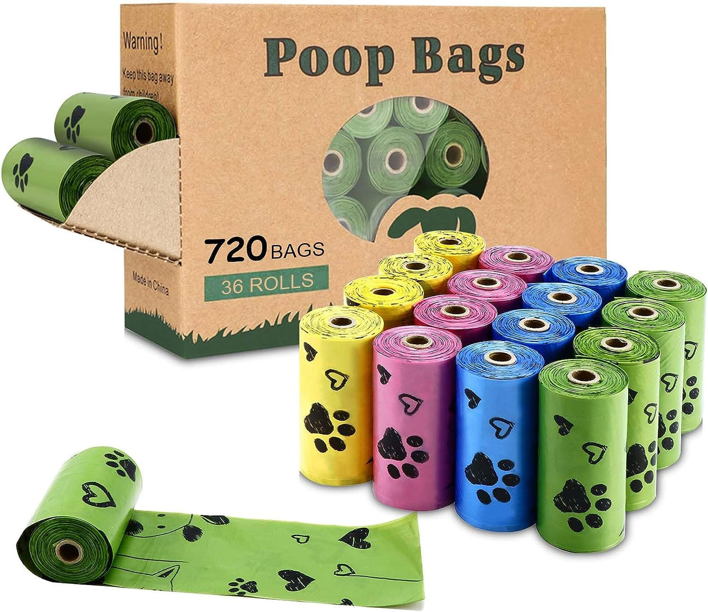 Biodegradable Dog Poop Bags - 720 Extra Thick and Strong Leak Proof Dog Poop Bags with 1 Dispenser -Scented