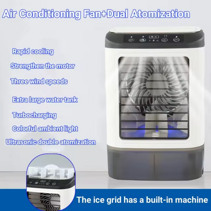 Portable Air Conditioner, Desktop Dual Spray Ultrasonic Atomization Air Cooler Quiet 3 Speeds Night Light