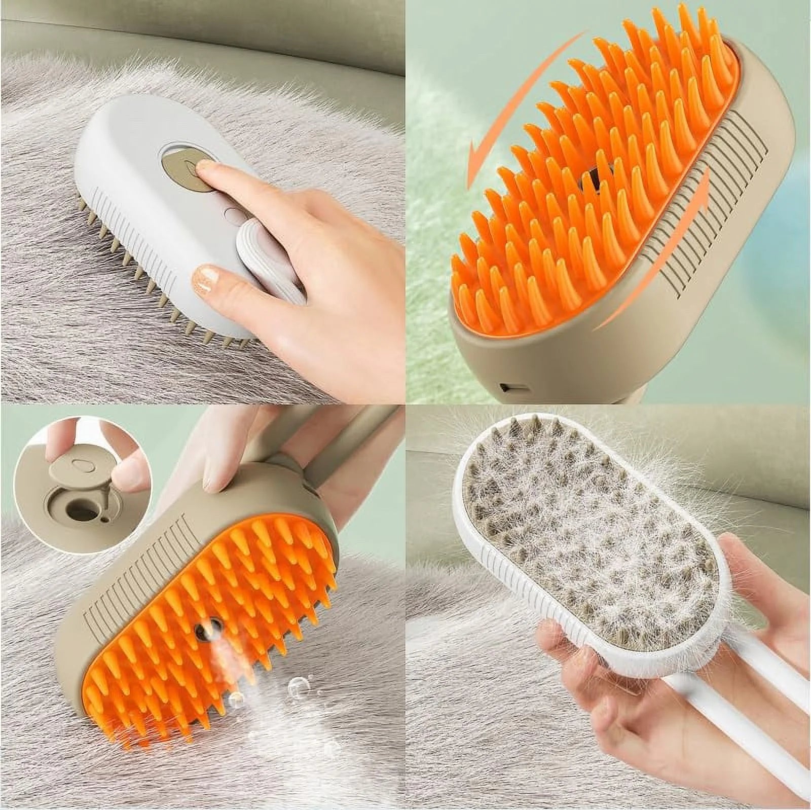 Cat & dog Steam Brush, 3 in 1 Self Cleaning Steamy Pet Brush Steamer Brush for Massage for Removing Tangled and Loosse Hair (Light Green)