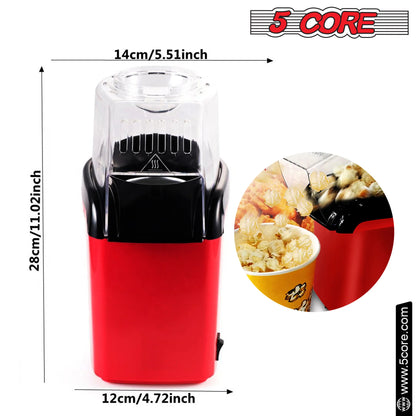 5Core Popcorn Machine 16 Cup Hot Air Popper Mini Portable Electric Pop Corn Maker