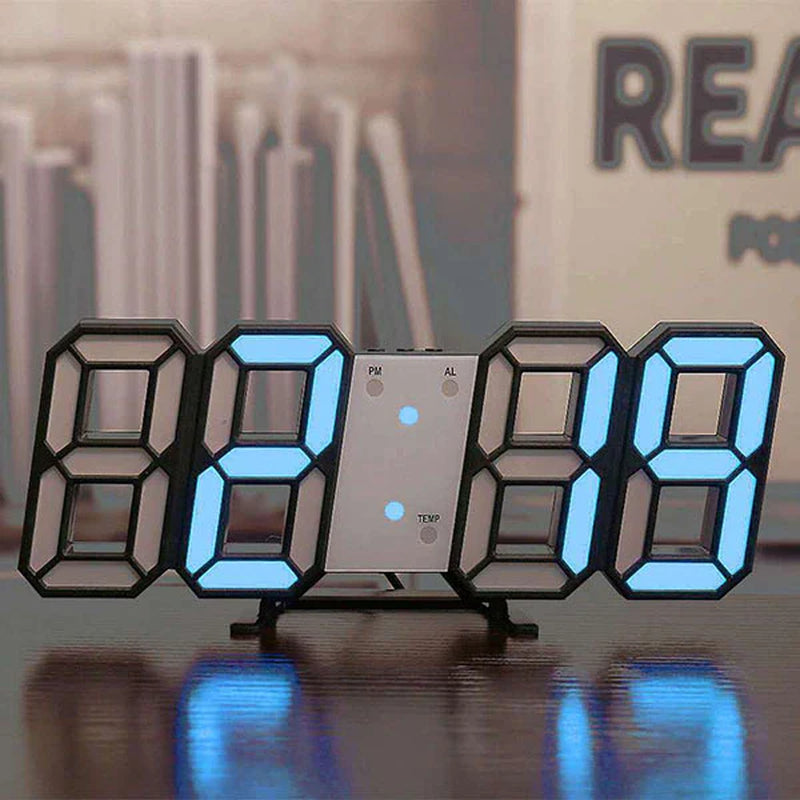 Digital 3D LED Big Wall Desk Alarm Clock Snooze 12/24 Hours Auto Brightness USB