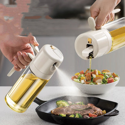 2 in 1 oil and vinegar spray bottle, ideal for kitchen and grill.