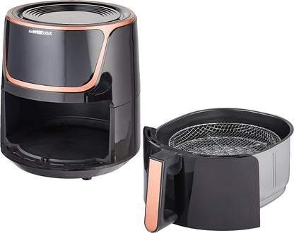 GoWise 7-Quart Electric Air Fryer with Dehydrator, 3 Stackable Racks, Digital Touchscreen and 8 Functions. Black/Copper Color.