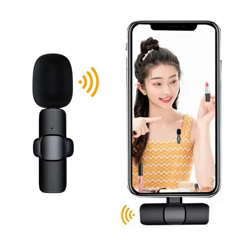 High Quality Wireless Lavalier Microphone Portable Audio Video Recording Mic for iPhone Android and Live Gaming