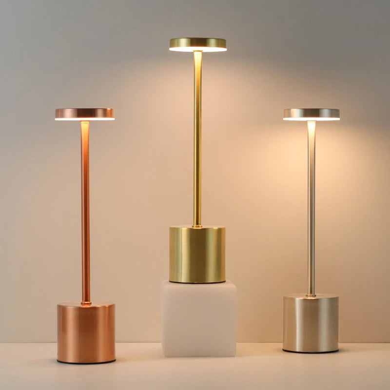 Classic metal touch sensor LED table lamp, rechargeable, 3 colors, creative ambient light