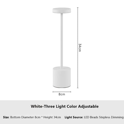 Classic metal touch sensor LED table lamp, rechargeable, 3 colors, creative ambient light