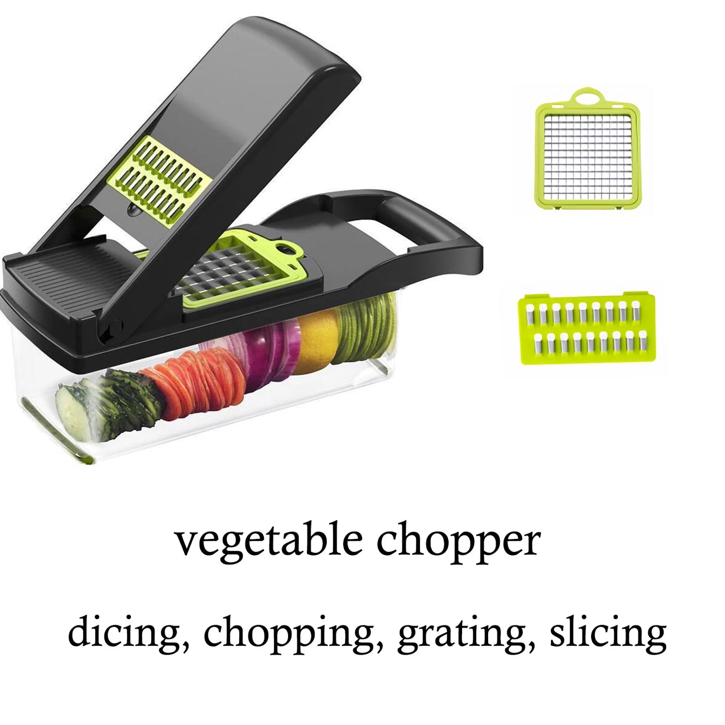 16 in 1 Vegetable Chopper with 8 Blades ABS and Stainless Steel Sink Slicing Bowl