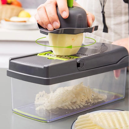 16 in 1 Vegetable Chopper with 8 Blades ABS and Stainless Steel Sink Slicing Bowl