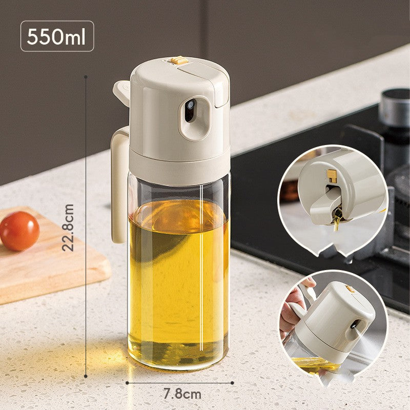 2 in 1 oil and vinegar spray bottle, ideal for kitchen and grill.