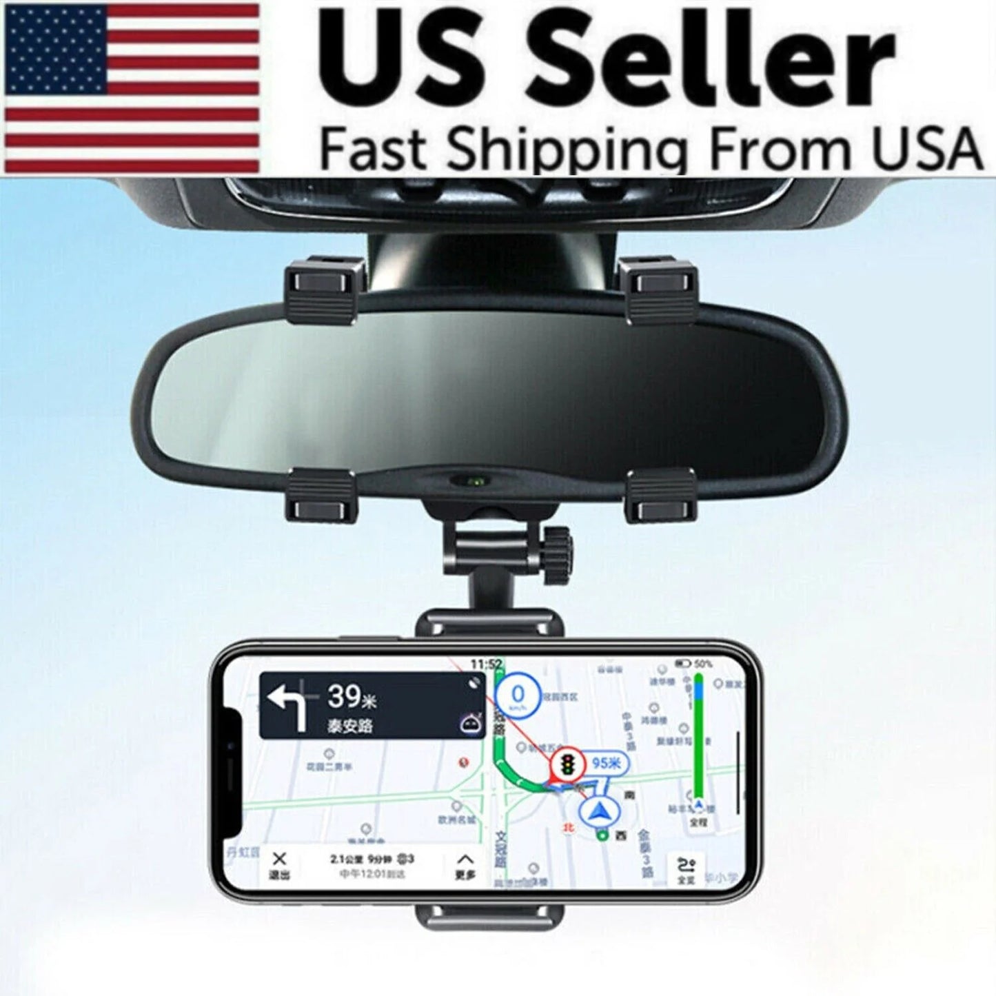 Universal 360 Degree Rotation Car Rearview Mirror Mount Holder