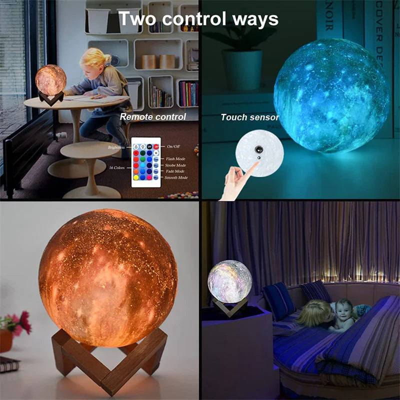 Moon Lamp  16 Colors 3D LED,  Change Touch and Remote Control 