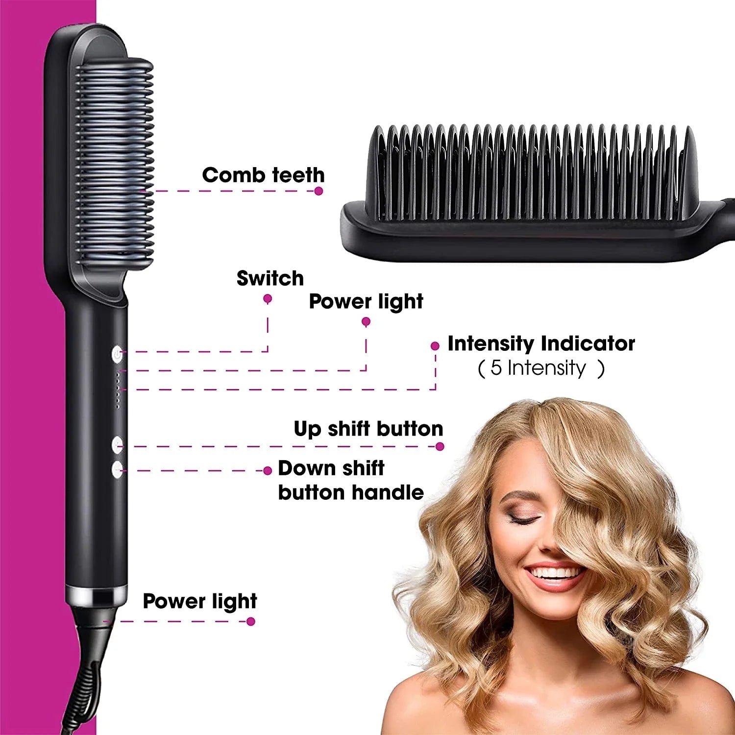 New hair straightener hot comb anti-scald ceramic hair curler multi-speed electric straightening comb curling iron