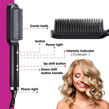 New hair straightener hot comb anti-scald ceramic hair curler multi-speed electric straightening comb curling iron