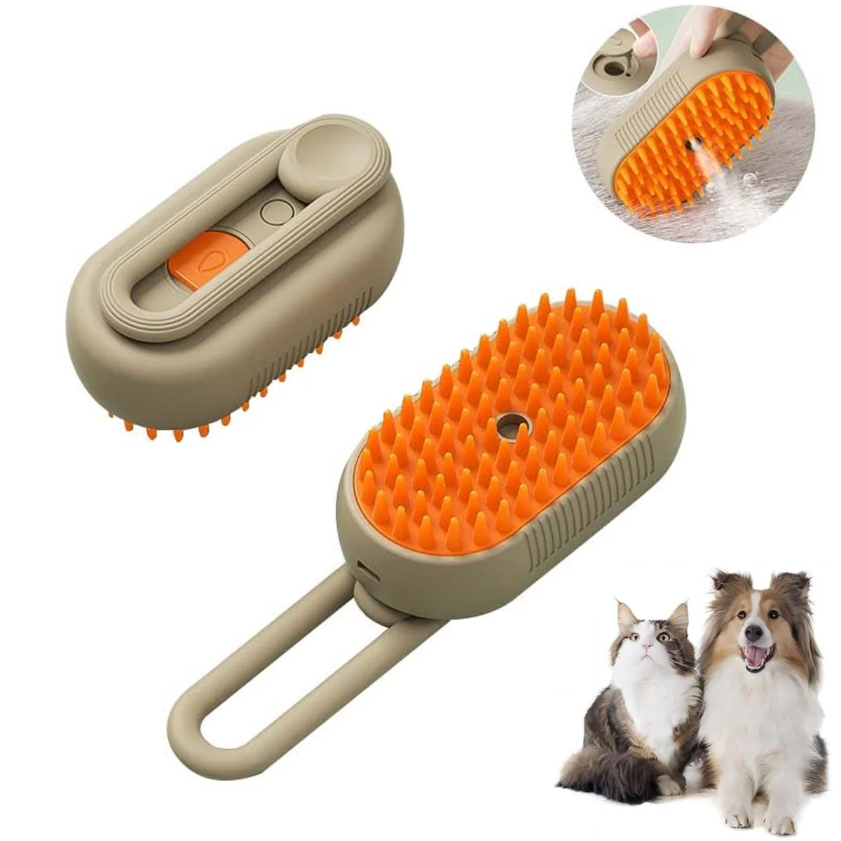 Cat & dog Steam Brush, 3 in 1 Self Cleaning Steamy Pet Brush Steamer Brush for Massage for Removing Tangled and Loosse Hair (Light Green)