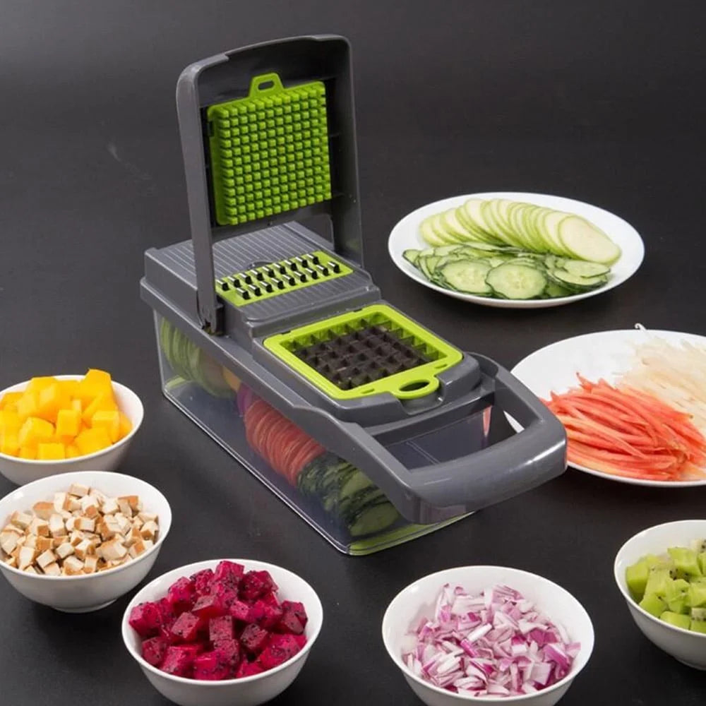 16 in 1 Vegetable Chopper with 8 Blades ABS and Stainless Steel Sink Slicing Bowl