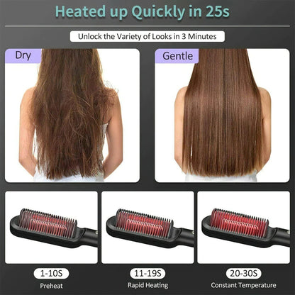 New hair straightener hot comb anti-scald ceramic hair curler multi-speed electric straightening comb curling iron